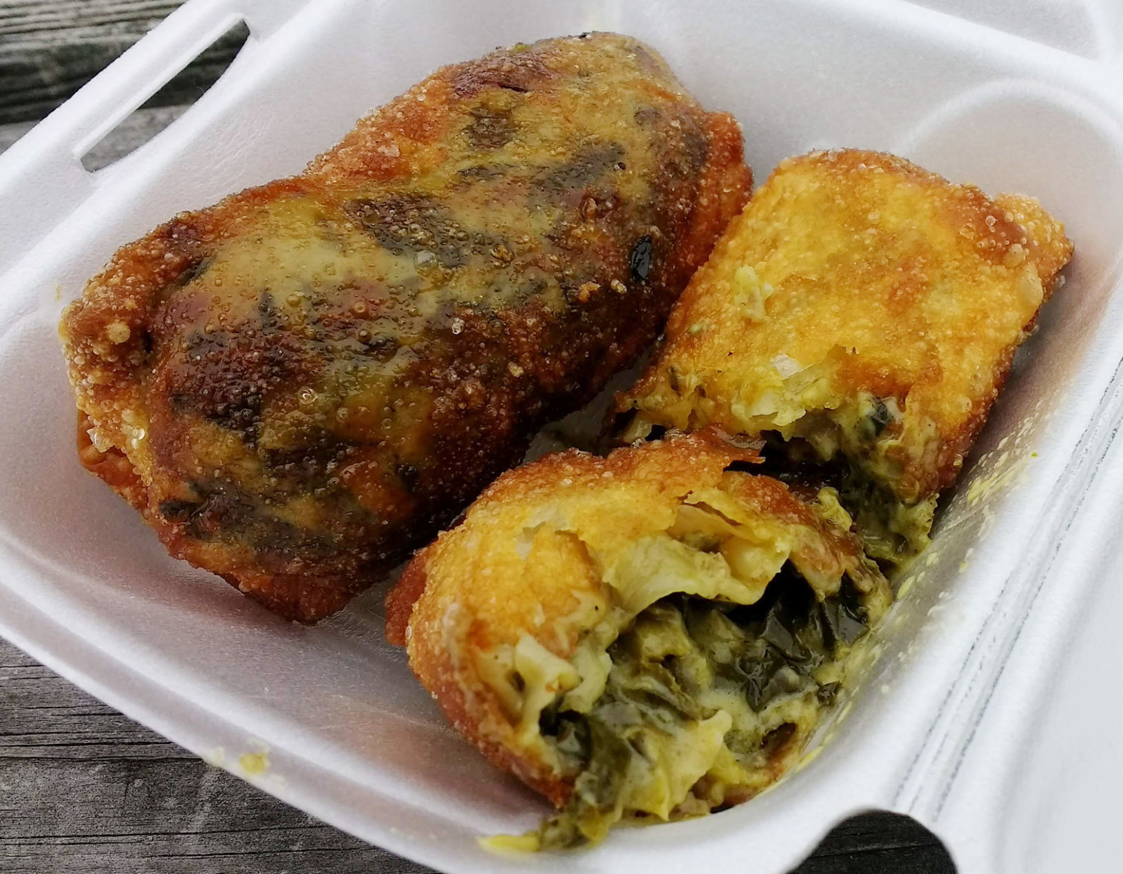 Deep-fried collard eggrolls